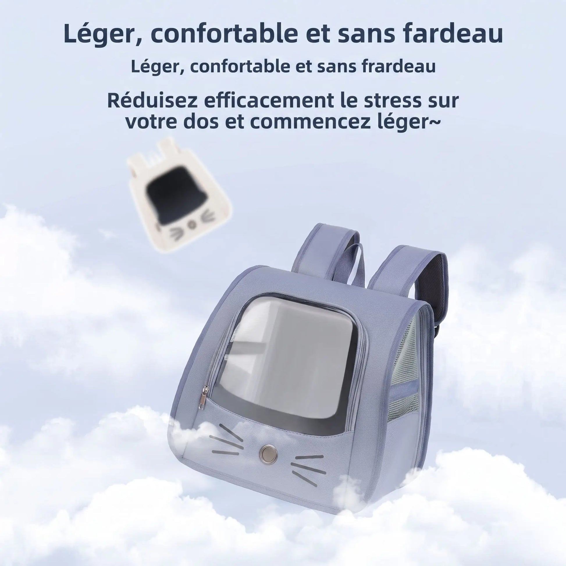 Sac à dos pour chat léger et confortable – détail tissu