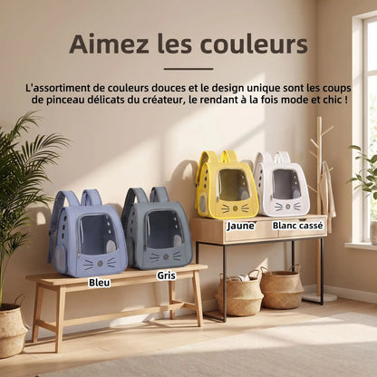 Sac à dos pour chat disponible en 4 couleurs – bleu, gris, jaune, blanc