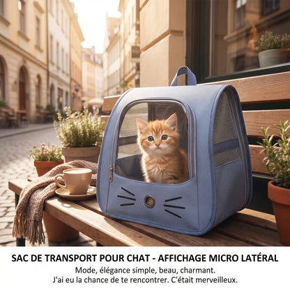 Sac à dos pour chat – vue de face design moustaches
