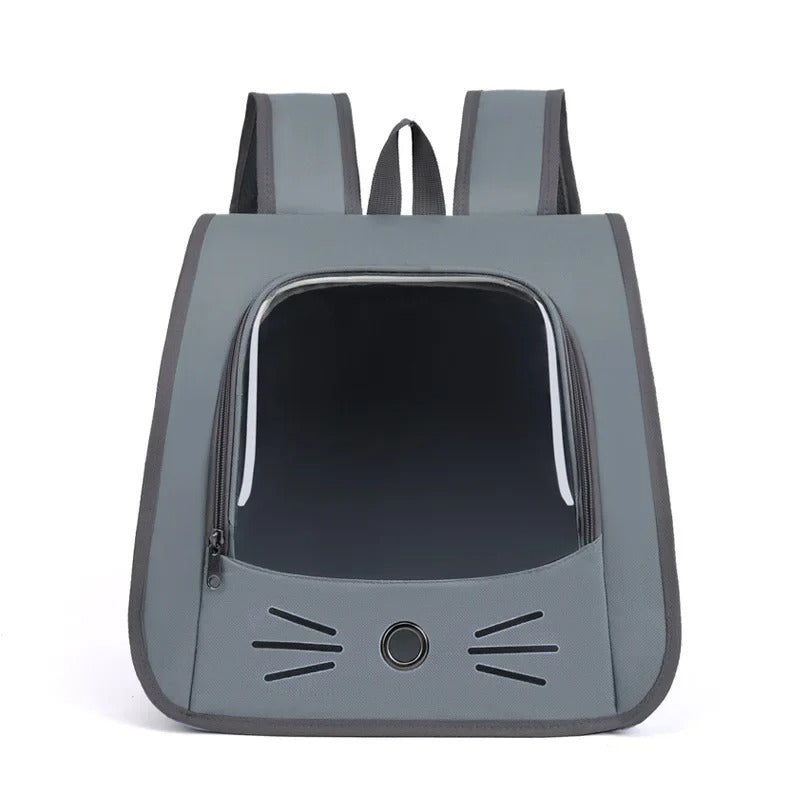 Sac à dos pour chat gris – vue de face sans chat