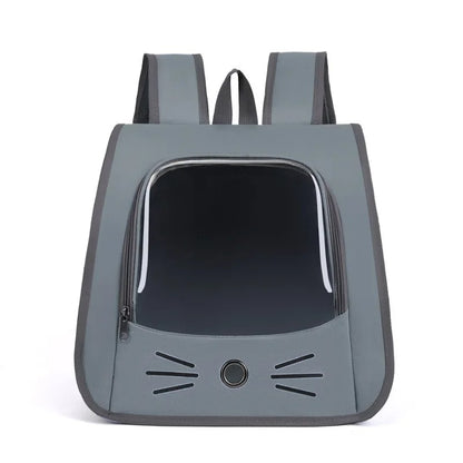 Sac à dos pour chat gris – vue de face sans chat