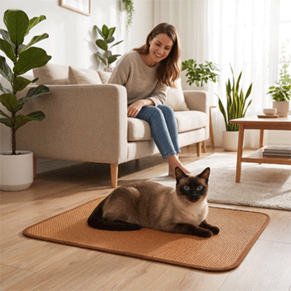 Tapis Rafraîchissant pour Chat | Confort Été – Bambou & Rotin
