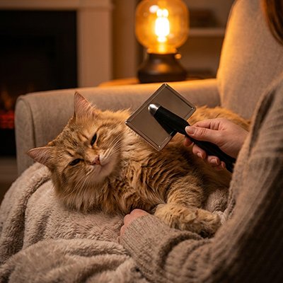 Picots métalliques fins de la brosse pour chat à poils longs
