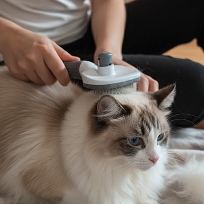 Poils morts retirés facilement avec la brosse pour chat
