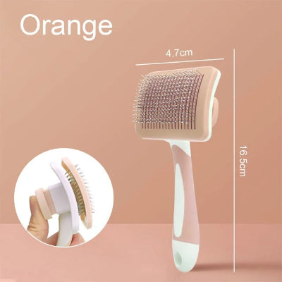 Brosse démêlante pour chat poil long coloris orange, de 4,7 x 16,5 cm 