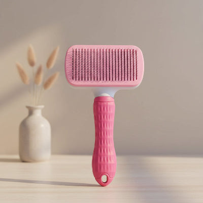 Brosse pour chat autonettoyante rose

