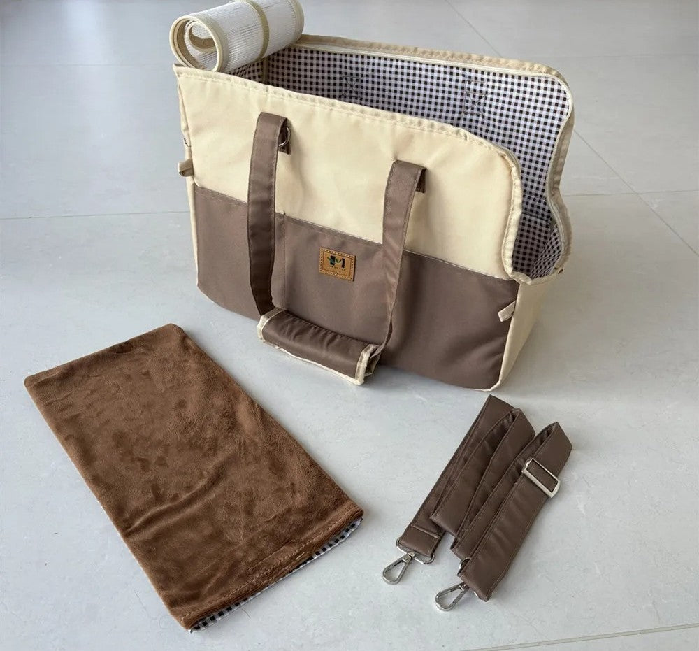Chat sac de transport en toile brun – sac discret pour félin jusqu'à 5 kg