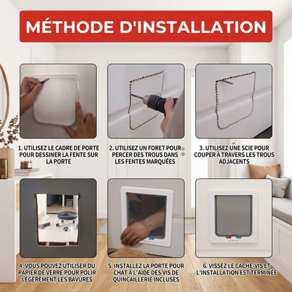 Guide d'installation en 6 étapes de la chatière pour chat – traçage, découpe, pose et vissage