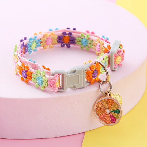 Collier chat sécurisé motif pastèque en tissu liberty - Boutique Misha