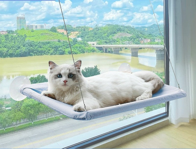 Hamac chat fenêtre à ventouses – coloris bleu