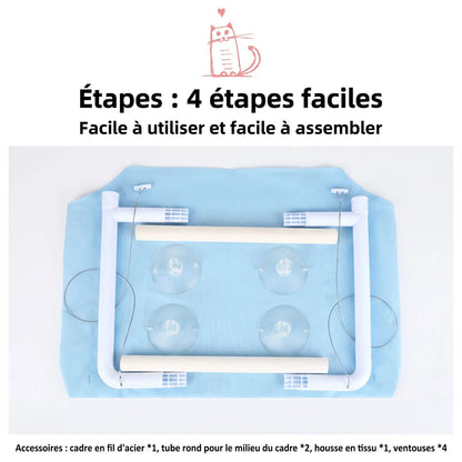 Étapes d'installation du hamac chat fenêtre sans perçage