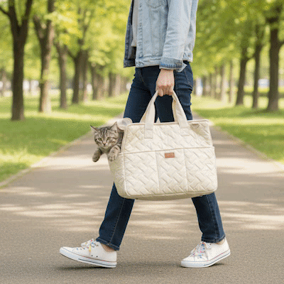 Sac de Transport Chat Matelassé | Discret & Élégant