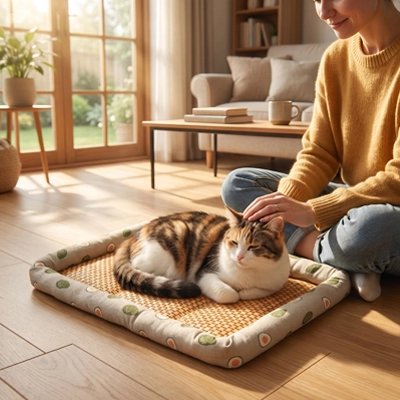 Tapis rafraîchissant pour chat, base antidérapante et surface aérée