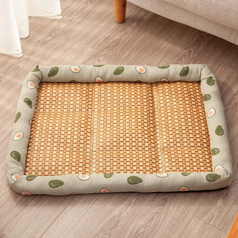 Tapis rafraîchissant pour chat, contour matelassé aux motifs avocats
