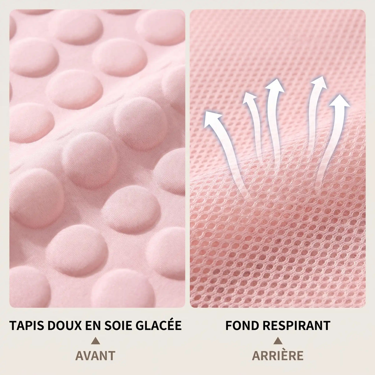 Tapis rafraîchissant chat – face avant soie glacée et fond respirant en maille