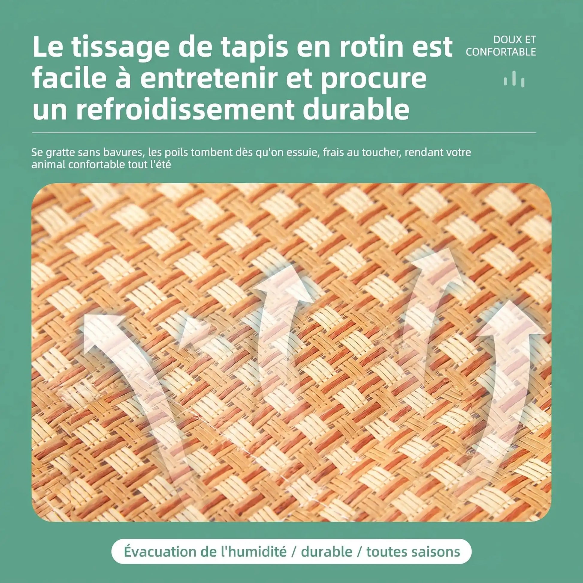 Vue de dessus du tapis rafraîchissant pour chat en bambou