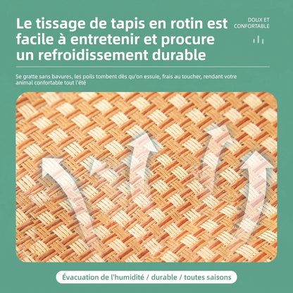 Vue de dessus du tapis rafraîchissant pour chat en bambou